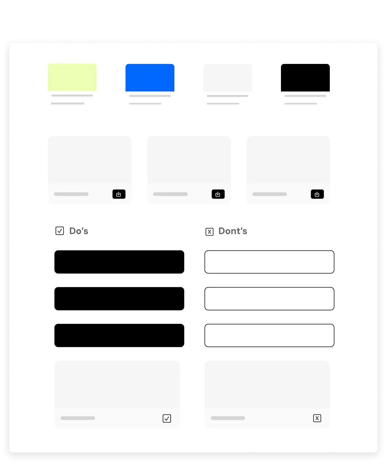 Brand guidelines con Do's y Dont's aplicados a cada pieza en PLAY /Platform