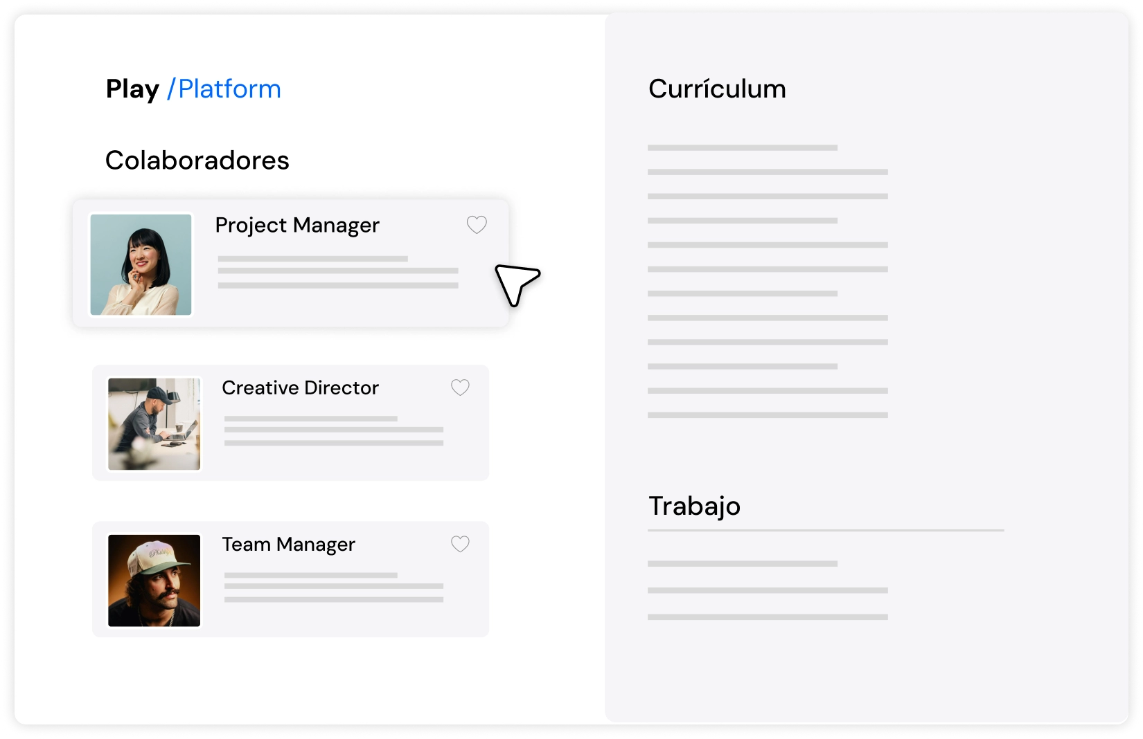 Centralized collaborator management with profile and history in PLAY /Platform